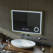 Zrkadlo LED Touch Rolf Rolf Systémy, hodiny a teplota 80x60 cm Golden Ramahed Cosmetics Lup