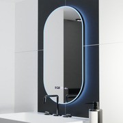 Oválne LED zrkadlo, 50x100cm, Lucia senzor Marcello, Demister System, Hodiny & Teplomer, Stmievateľné