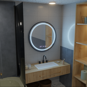 LED okrúhle zrkadlo, 80 cm, Celeste Majesté Noir MotionGlow Marcello, Demister System, Hodiny & Teplomer, Stmievateľné