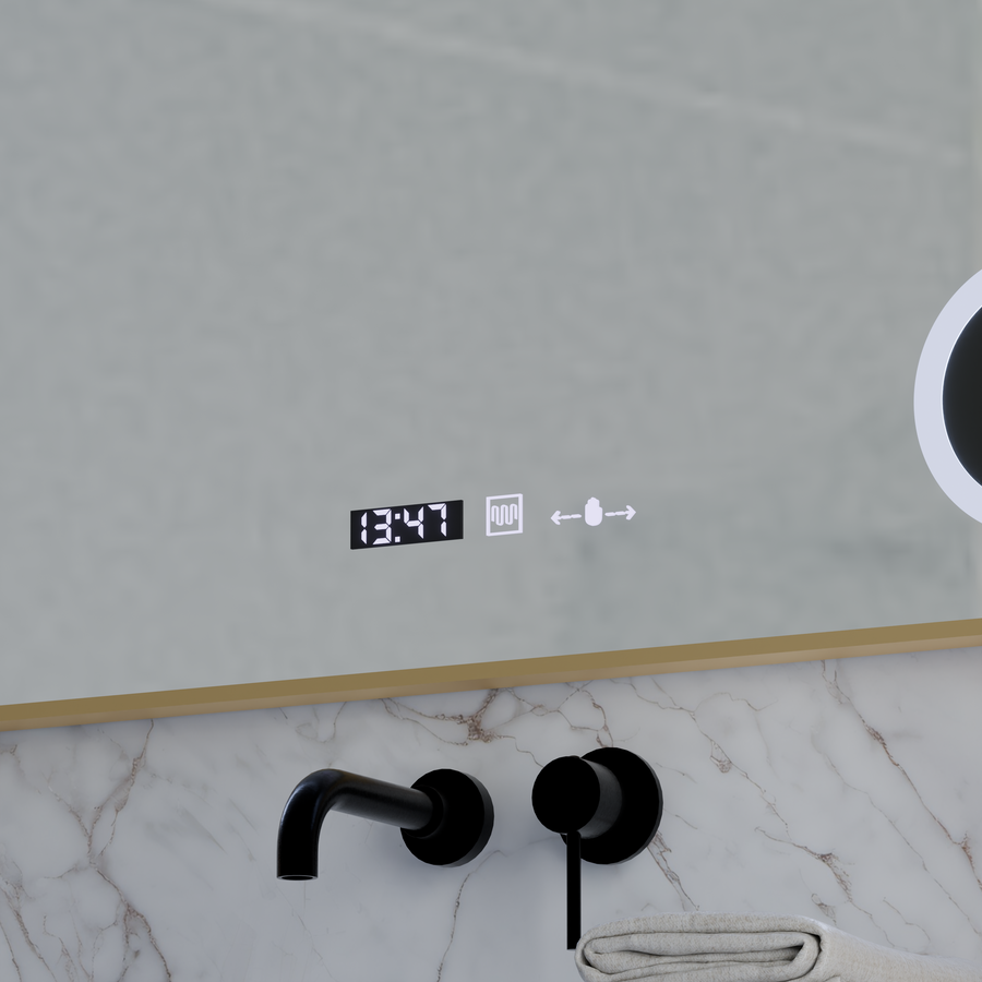 LED zrkadlový senzor MotionGlow Rosalia 80x60 cm Teplé/Studené/Neutrálne svetlo Stmievateľné Demister System Teplomer Hodiny Marcello Funghi Collection