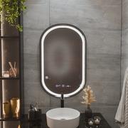 Zrkadlo LED Touch Helmut Defrition Systém, hodiny a teplota 50x80 cm Čierny kefový rámec