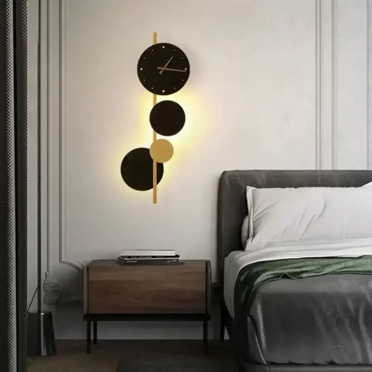 Bryson LED nástenné svetlo 18W čierne zlaté integrované hodiny Vonkajšie nástenné svietidlá Predvolený názov Alessandro Design