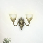 Naneste rustikálnu chatu, 2*E27, bronz s bielym, kovom a sklom