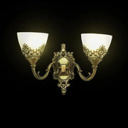 Naneste rustikálnu chatu, 2*E27, bronz s bielym, kovom a sklom