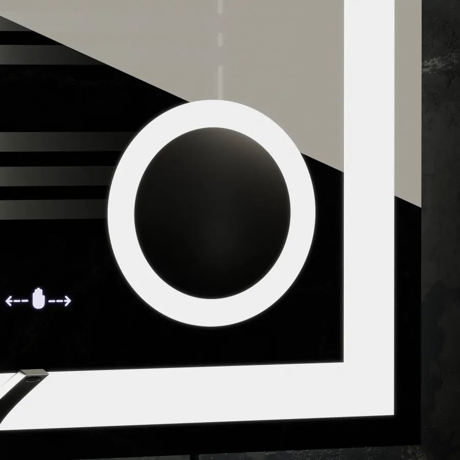 Obdĺžnikové LED zrkadlo, 80x80cm, Souverain MotionGlow Marcello, Demister System, Hodiny & Teplomer, Kozmetická lupa, Stmievateľné