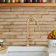 Kuchynská batéria s extrahovateľnou sprchou, sanitárnou mosadzou, zlatom, CF2043