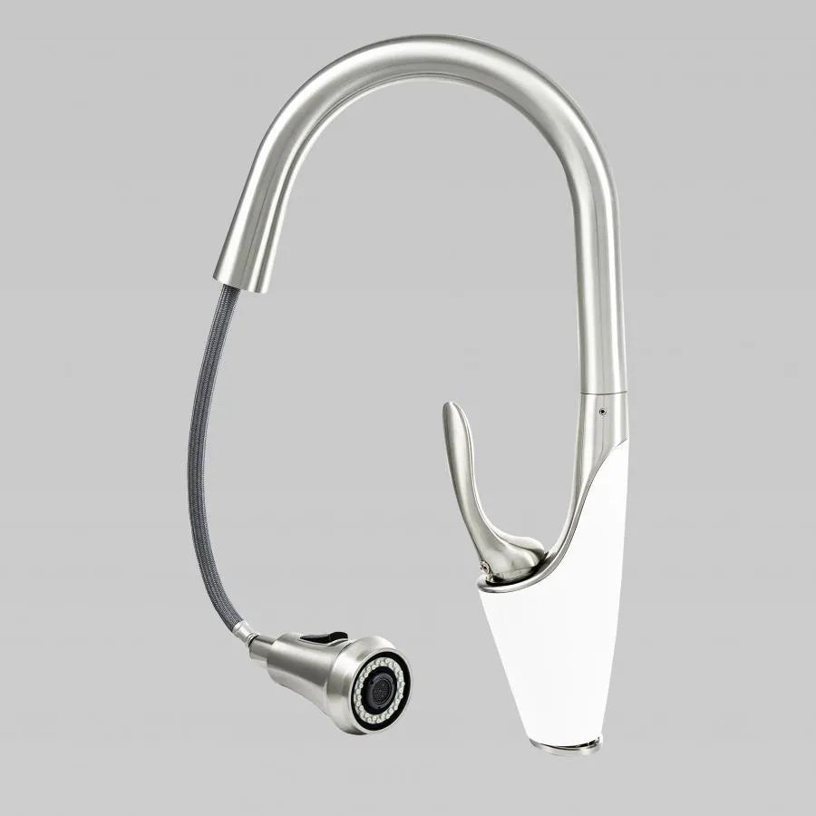 Kitchen battery with extractable shower, sanitary brass, chrome, w054