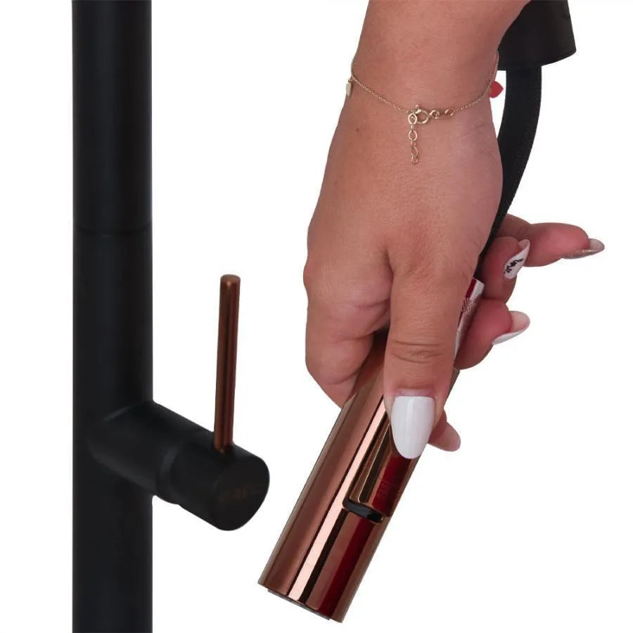 Kuchynská batéria s extrahovateľnou sprchou, sanitárnou mosadzou, čiernou farbou, CF2042