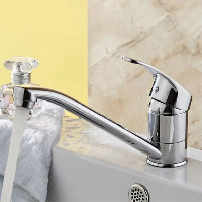 Batéria Washbasin, otočné potrubie, dĺžka 15 cm, keramická kazetka, chróm, vrátane pripojenia