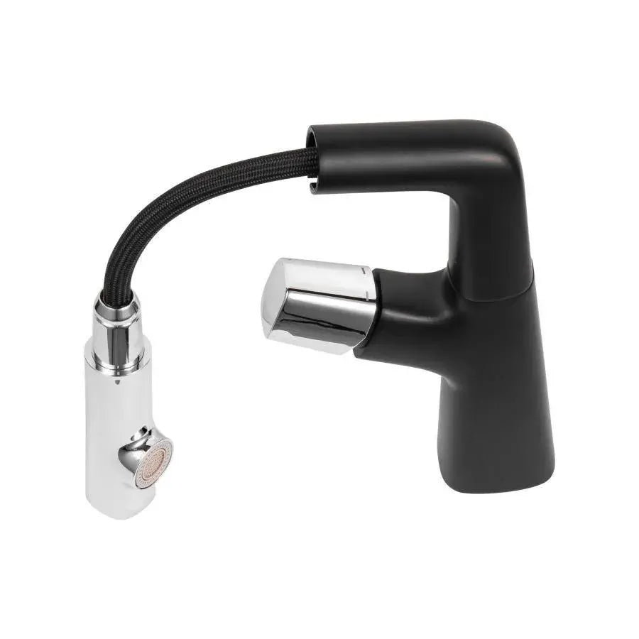 Batériový umývanie s extrahovateľnou sprchou, sanitárnou mosadzou, chrómom a čiernou farbou, mp016h/c
