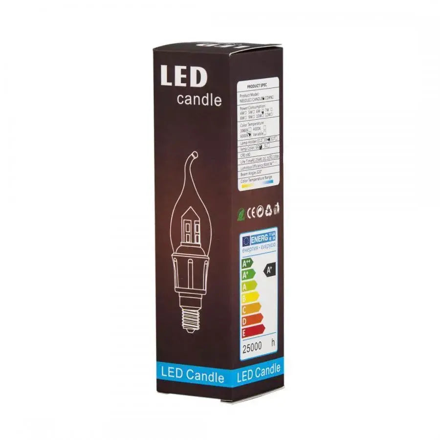 Sviečka LED svetla E14, 6W, studené svetlo, 6000K