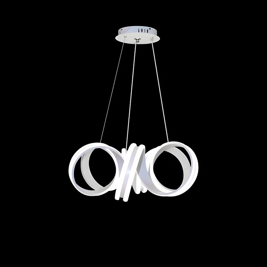 Závesný LED luster s diaľkovým ovládaním INFINITY TWIST 180W, vlnité, studené/teplé/neutrálne svetlo, stmievateľné, biele, výškovo nastaviteľné