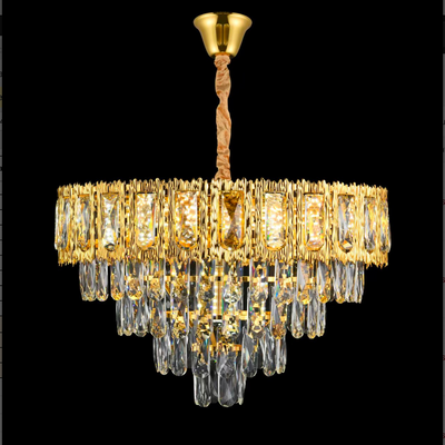 Krištáľový luster BELVEDERE Eleganza 8xE14, Priemer 49cm, Lesklý zlatý, Nastaviteľná výška