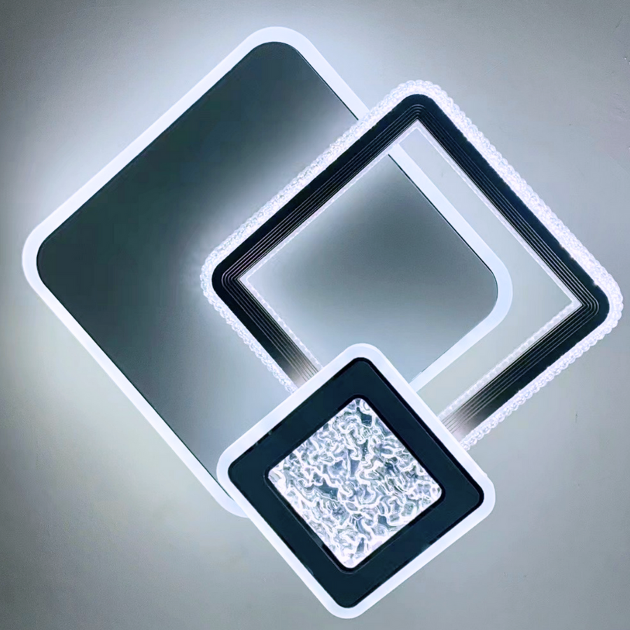 NYXORA LED luster 51W, 3 štvorcové, studené/teplé/neutrálne svetlo, čierny