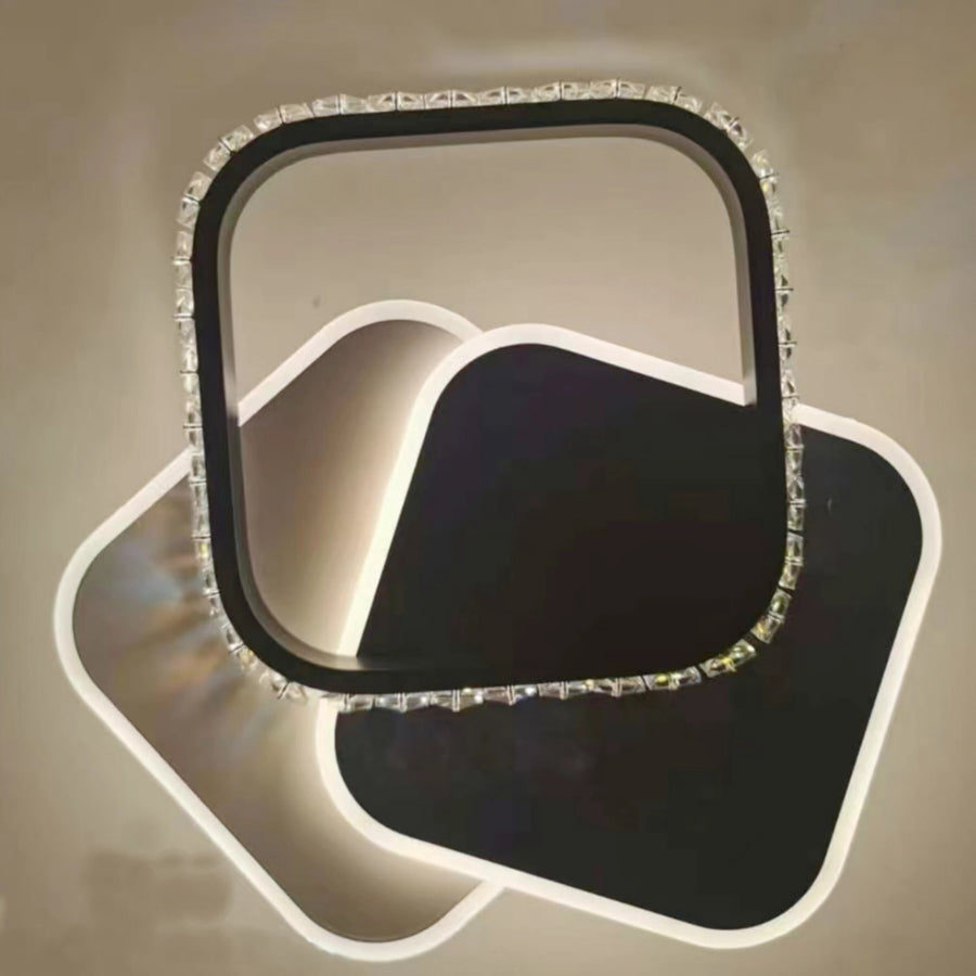 LED krištáľový luster PRISMIQ 39W, 3 štvorce, studené/teplé/neutrálne svetlo, čierny