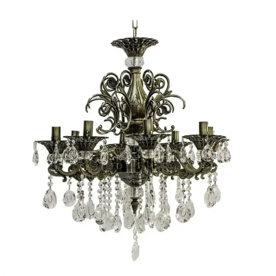 SANSSOUCI Magno krištáľový luster, 8xE14, priemer 65cm, starožitná mosadz