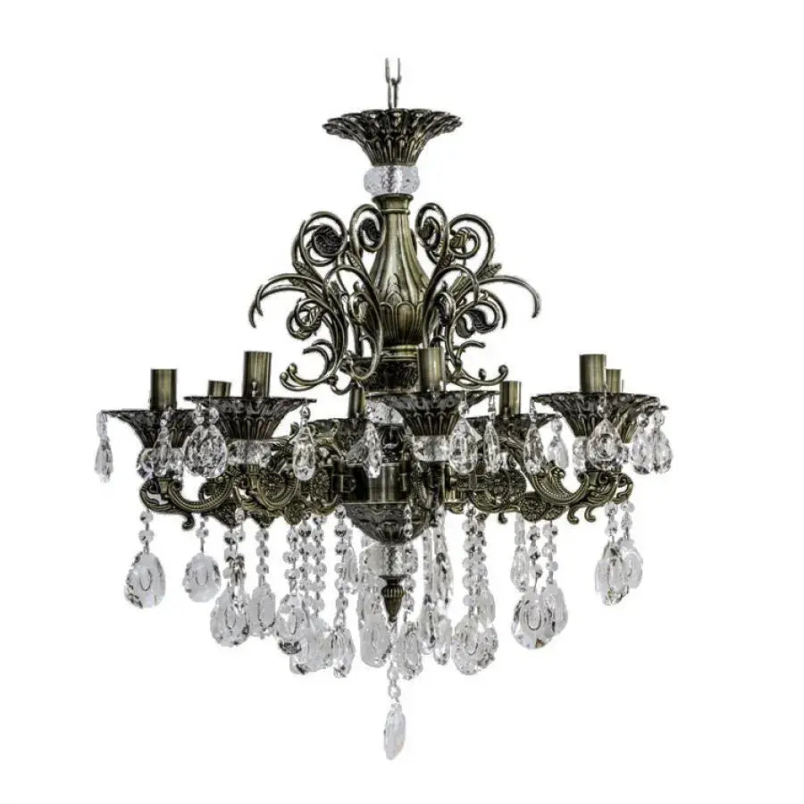 SANSSOUCI Magno krištáľový luster, 8xE14, priemer 65cm, starožitná mosadz