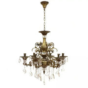 SANSSOUCI Magno krištáľový luster, 6xE14, priemer 60cm, starožitná mosadz