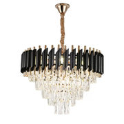 Crystal Luster Versailles eleganza 7x E14, priemer 49 cm, lesklé a čierne zlato, nastaviteľná výška