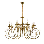 Crystal Luster Frederick 8XE14, 52 cm priemer, zlato, nastaviteľná výška