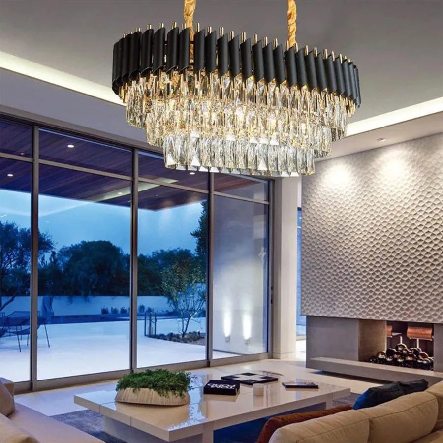 Krištáľový luster VERSAILLES Regalis 10x E14, priemer 80 cm, lesklá zlatá a čierna, nastaviteľná výška