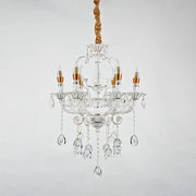 Crystal Luster Bruchier 6x E14, 55 cm, biela so zlatom, nastaviteľná výška