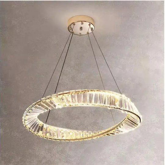 Závesný LED luster s diaľkovým ovládaním a krištáľovými LED lustrami CAIRO 36W, 1 kruh, studené/teplé/neutrálne svetlo, stmievateľné, lesklé zlaté, výškovo nastaviteľné krištáľové LED lustre Predvolený názov Alessandro Design