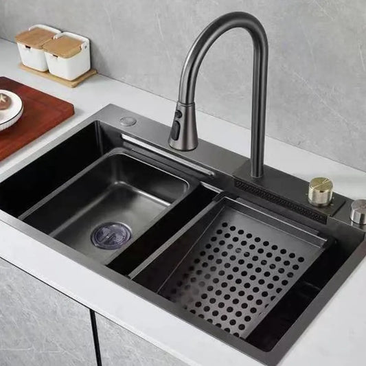 Zahrnuté kuchynské umývadlo z nehrdzavejúcej ocele, 68x46cm, šedá