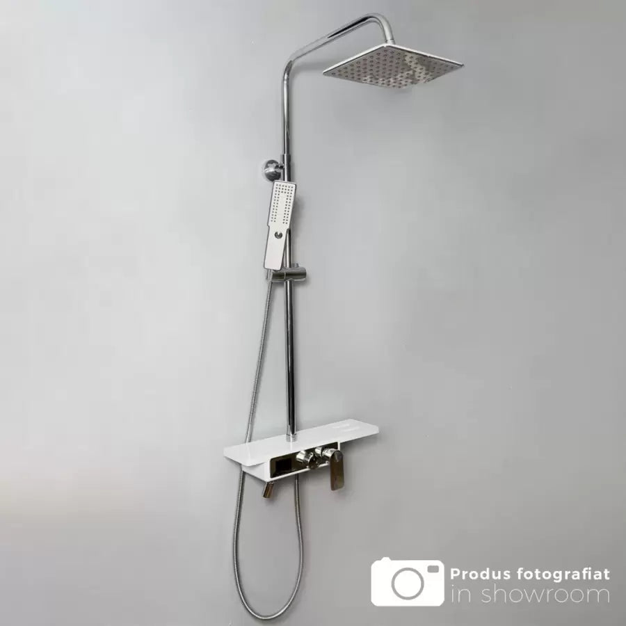Sprchový stĺpec, LCD displej, nehrdzavejúca/biela/strieborná, SJG/009