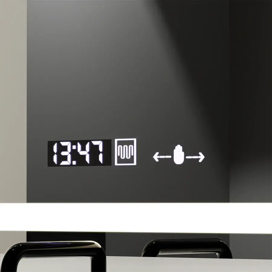 Obdĺžnikové LED zrkadlo, 120X70cm, Radiant MotionGlow Marcello senzor, systém odhmlievania, hodiny a teplomer, stmievateľné