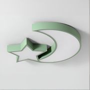 LED luster Sofia, 34W, zelený akryl, tvar mesiaca a hviezdy, 3000K/4000K/6000K