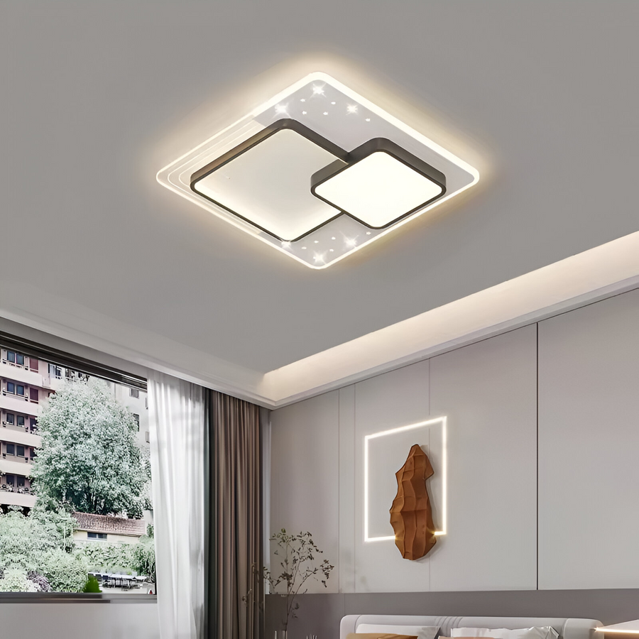 LED luster s diaľkovým ovládaním SERPENTA 125W, štvorcový, studené/teplé/neutrálne svetlo, stmievateľné, čierny