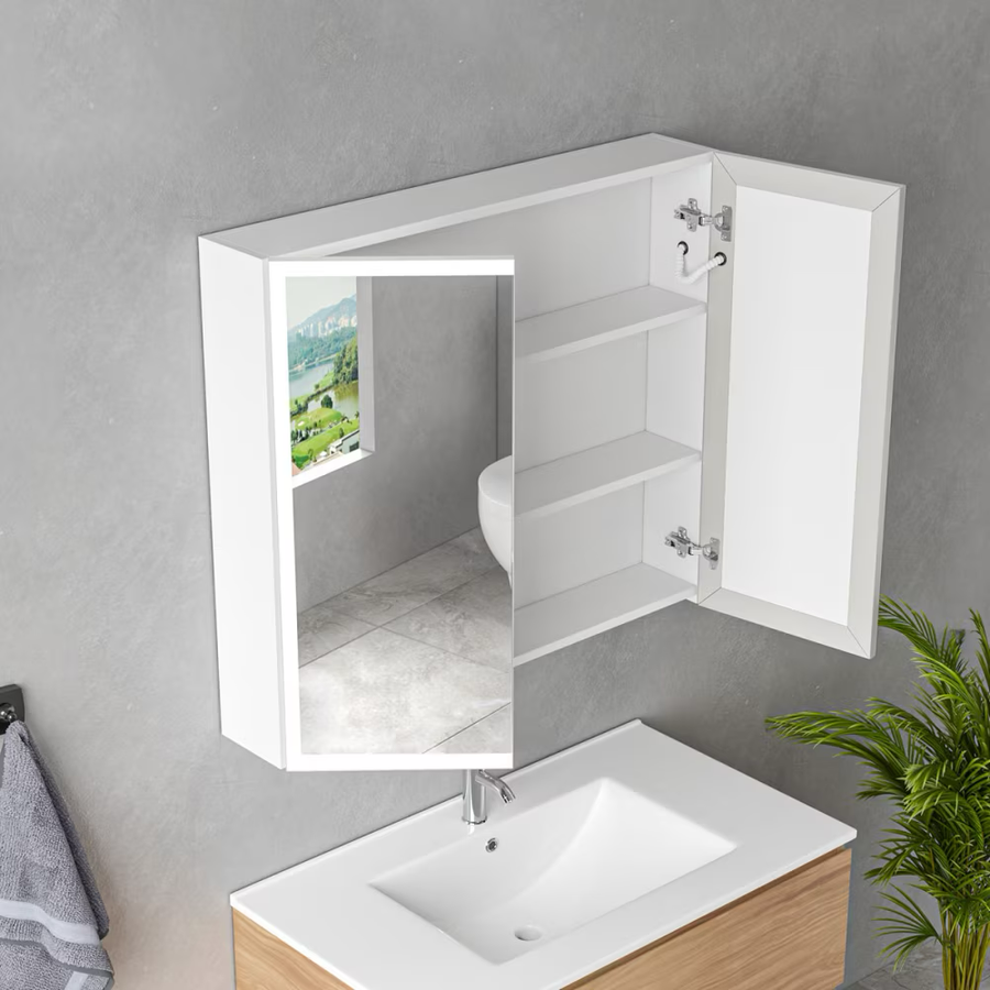 Ingrid skrinka s LED zrkadlom DBP123 80x70 biela