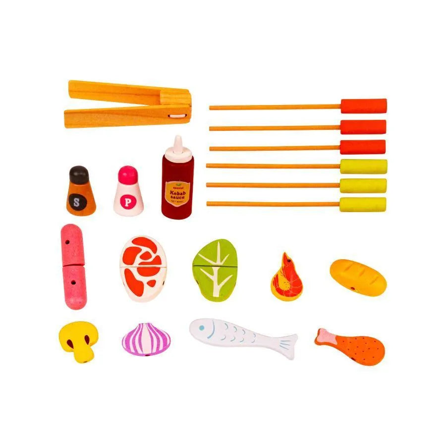 Hračka na grilovanie, 35 kusov, viacfarebné, drevo
