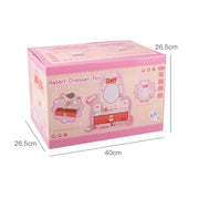 Hračka make -upu a kozmetického stola králika, 16 kusov, ružové, drevo