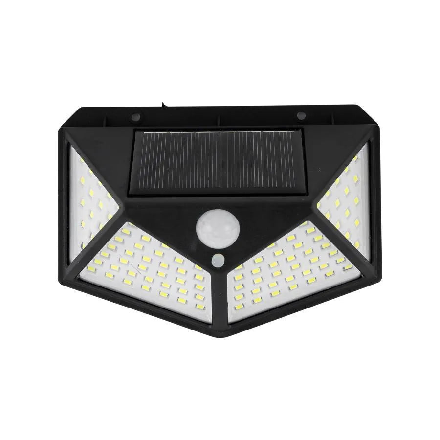 Solárna lampa so snímačom pohybu, 100 LED, 20W, IP.65, čierna