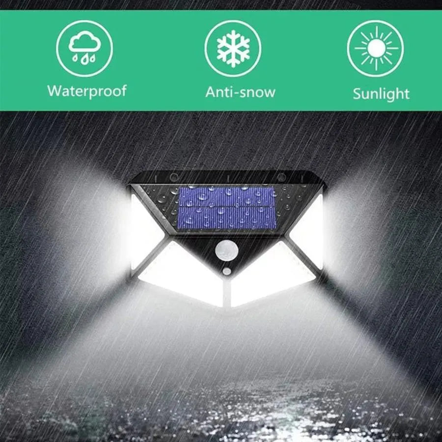 Solárna lampa so snímačom pohybu, 100 LED, 20W, IP.65, čierna