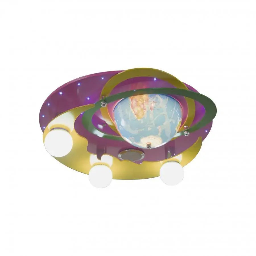 Lusk Beti, 3*E27, ružová so žltým, kovom a drevom