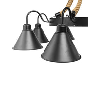 Luster Indiana, 8*E27, kov a lano, čierna