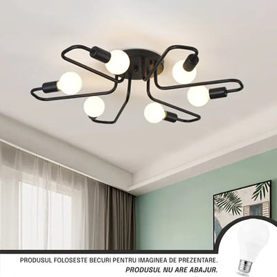 Modernistická luster Hexa 6, 6x E27, čierny, moderný dizajn