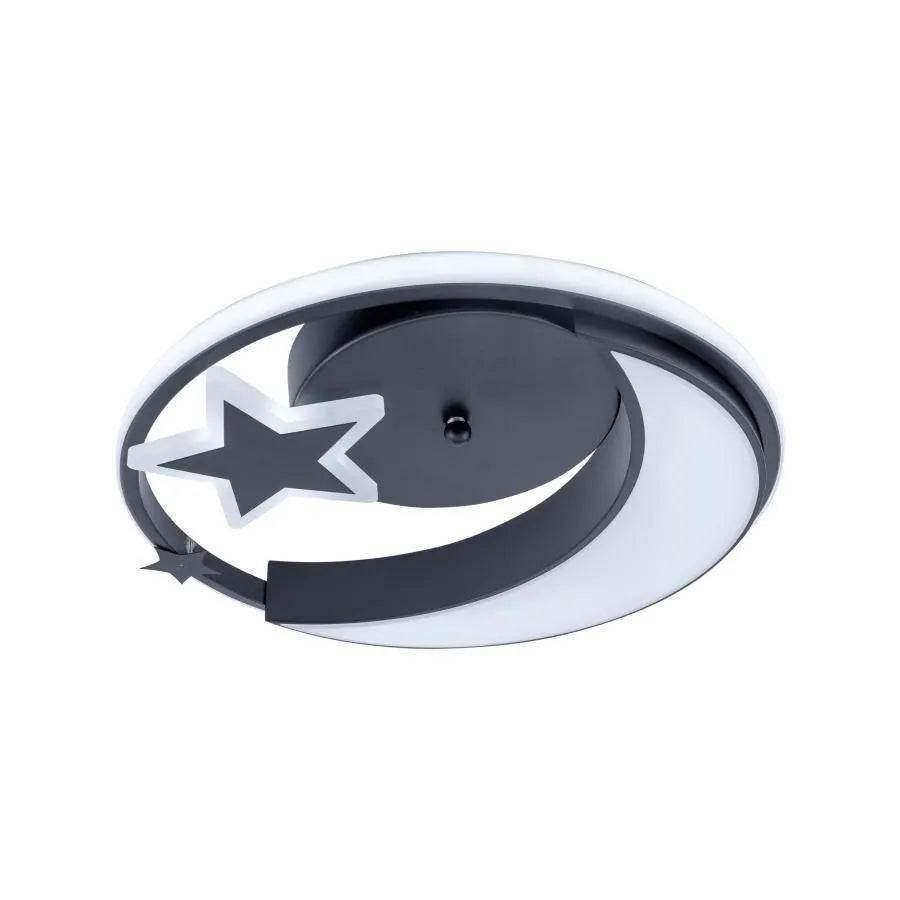 LED luster s diaľkovým ovládaním ALYONA 44W, Mesiac a hviezda, Studené/Teplé/Neutrálne svetlo, Stmievateľné, Čierny