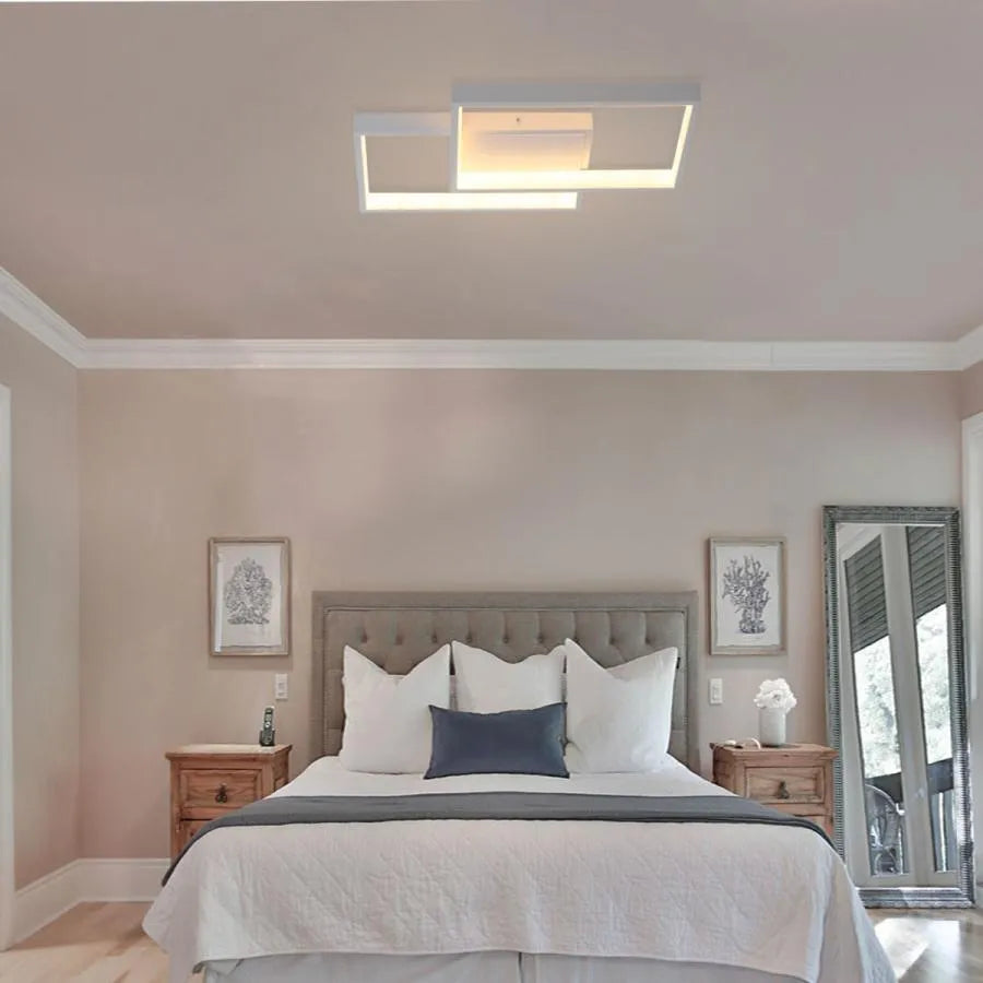 LED luster s diaľkovým ovládaním LANDYN 62W, 2 štvorce, studené/teplé/neutrálne svetlo, stmievateľné, biela