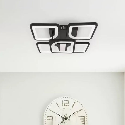 LED luster s diaľkovým ovládaním ZOE 68W, 5 štvorcov, studené/teplé/neutrálne svetlo, stmievateľné, čierny