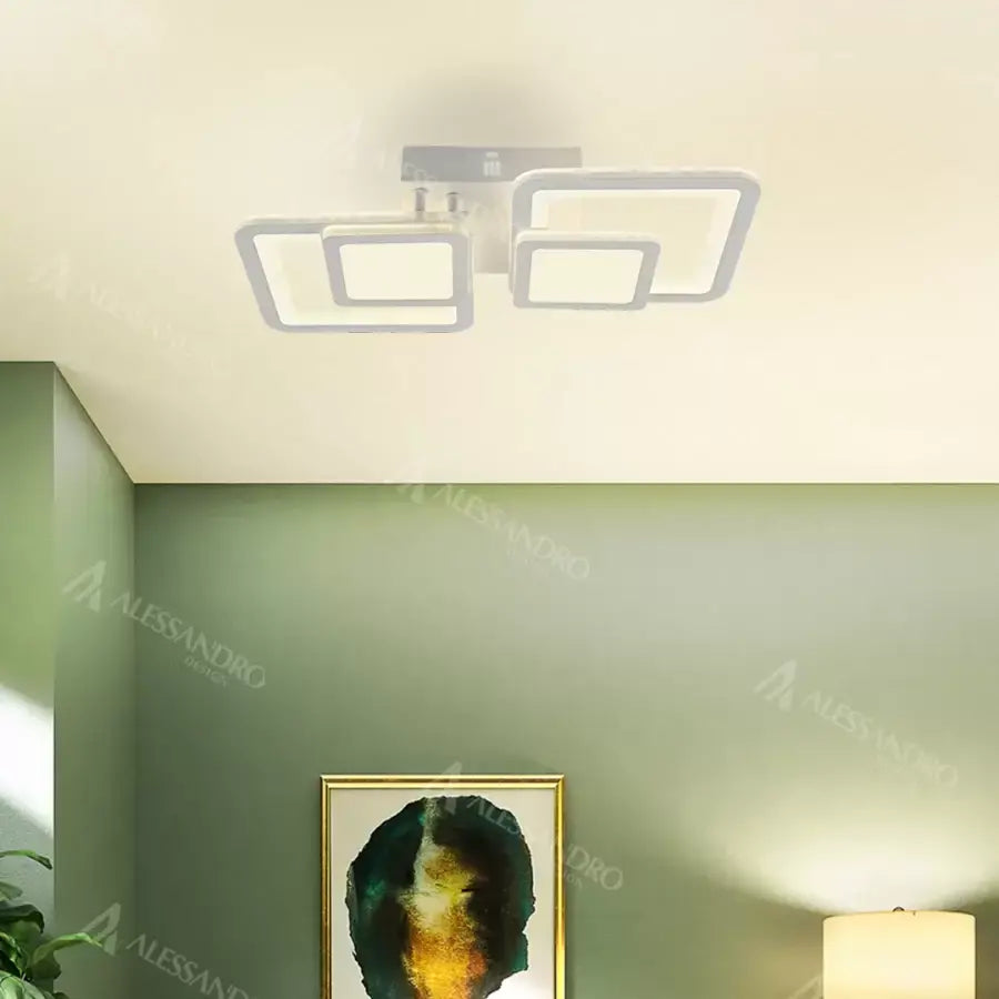 LED luster s diaľkovým ovládaním BALANS 44W, 2 štvorce, studené/teplé/neutrálne svetlo, stmievateľné, biela