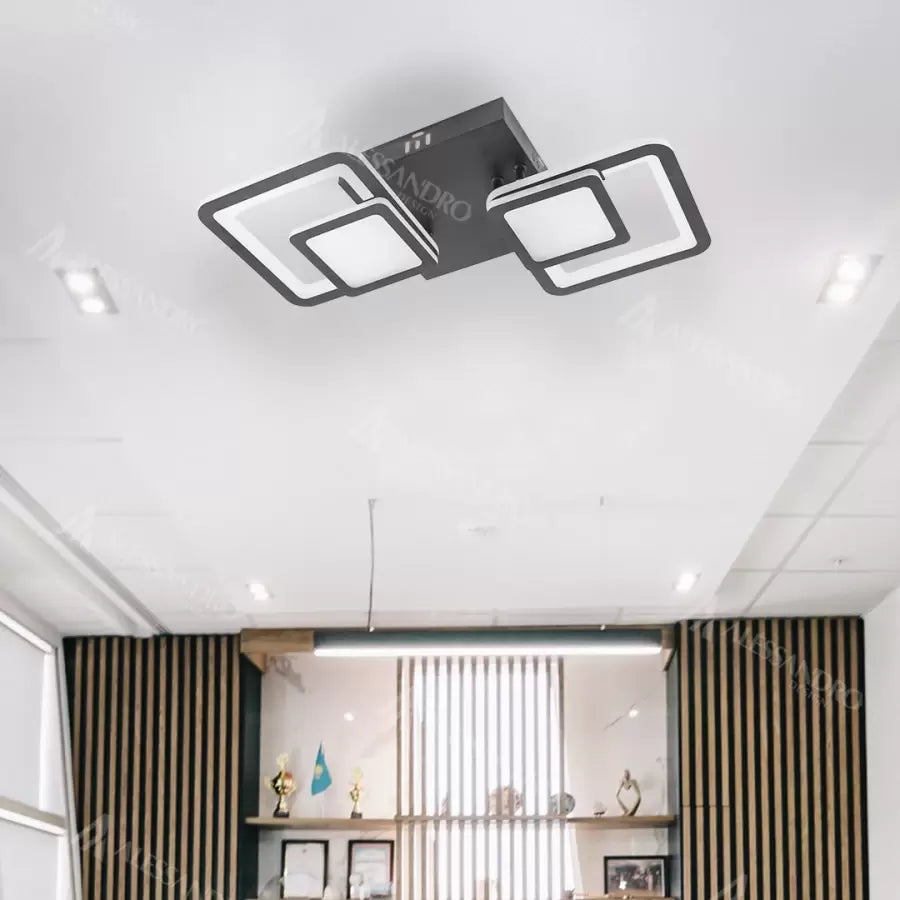 LED luster s diaľkovým ovládaním BALANS 44W, 2 štvorce, studené/teplé/neutrálne svetlo, stmievateľné, čierny