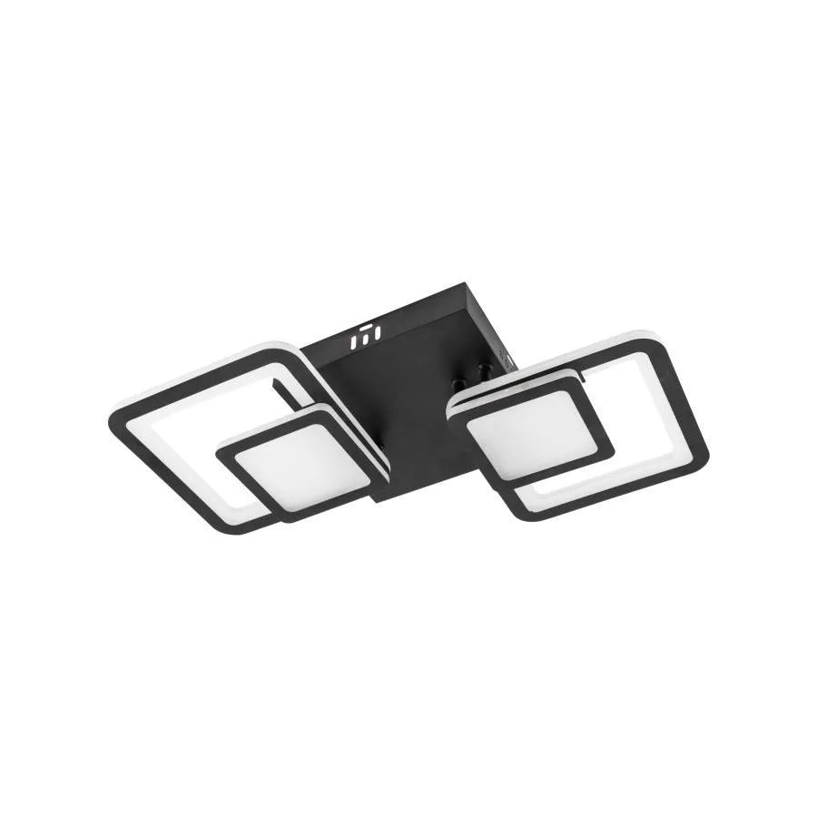 LED luster s diaľkovým ovládaním BALANS 44W, 2 štvorce, studené/teplé/neutrálne svetlo, stmievateľné, čierny