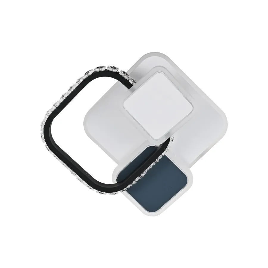 LED krištáľový luster GELLA 48W, štvorcový, studené/teplé/neutrálne svetlo, čiernobiely