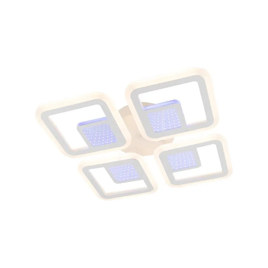LED luster s diaľkovým ovládaním CHAI 3D 104W, 4 štvorce, studené/teplé/neutrálne svetlo, stmievateľné, biela