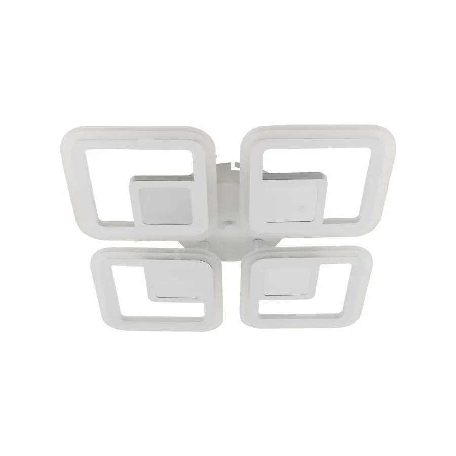 LED luster s diaľkovým ovládaním CHAI 3D 104W, 4 štvorce, studené/teplé/neutrálne svetlo, stmievateľné, biela
