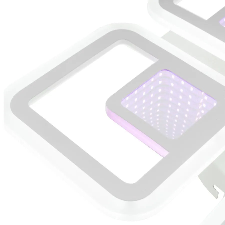 LED luster s diaľkovým ovládaním CHAI 3D 104W, 4 štvorce, studené/teplé/neutrálne svetlo, stmievateľné, biela
